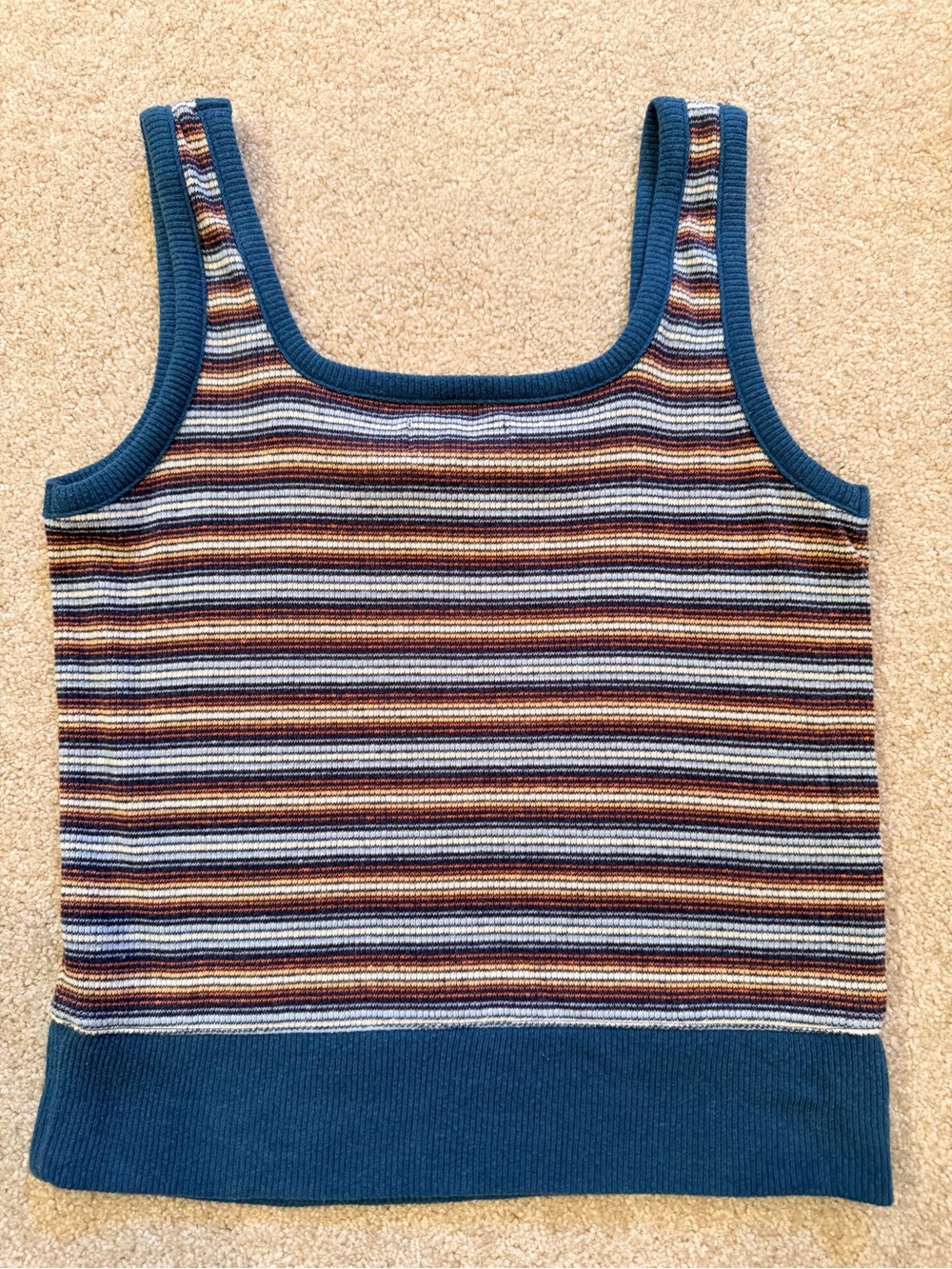 Madewell Multistripe Ribbed Tank in Blue, Brown, Cream - Picture 2 of 3